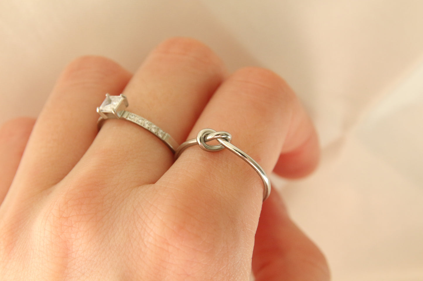 Bague noeud argenté