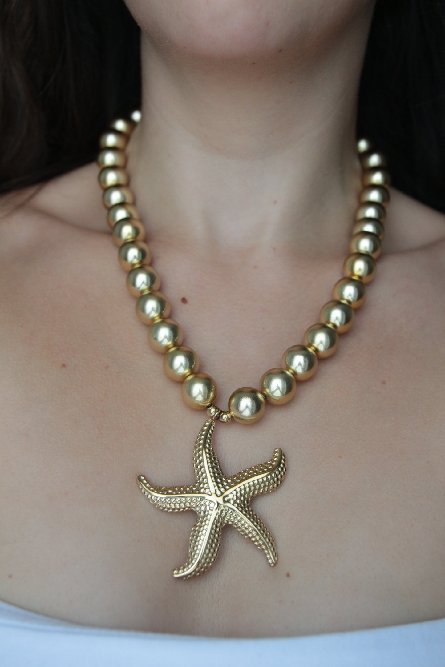Collier grosses perles étoile de mer - ATHENA