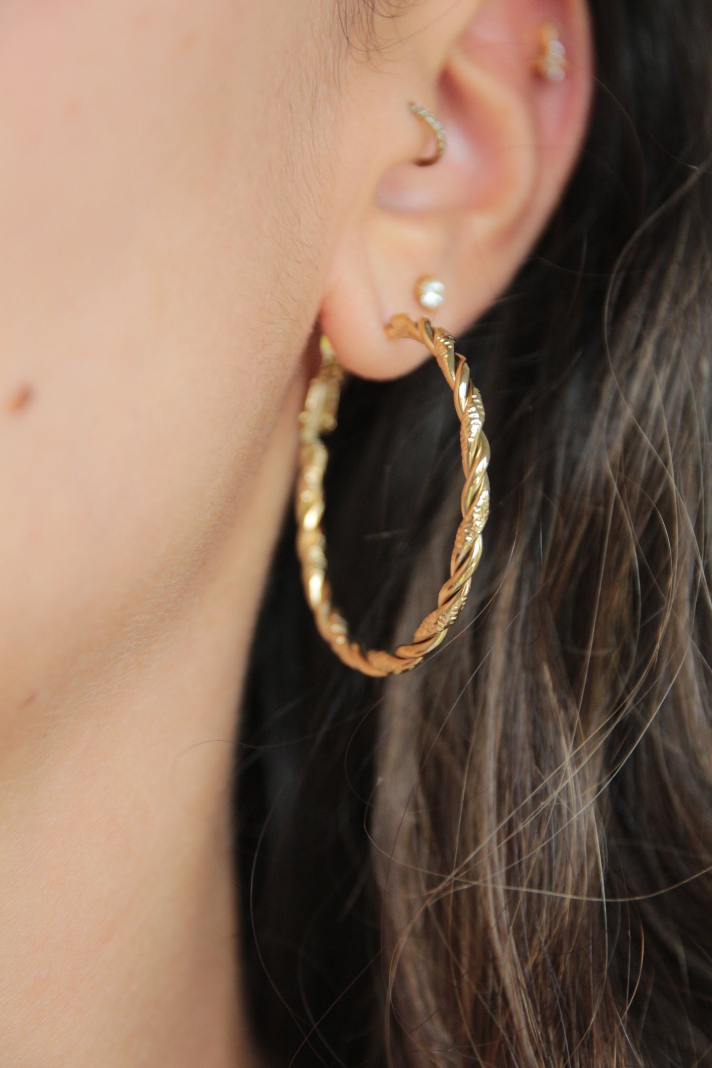 Boucles d'oreilles créoles dorées - MONA