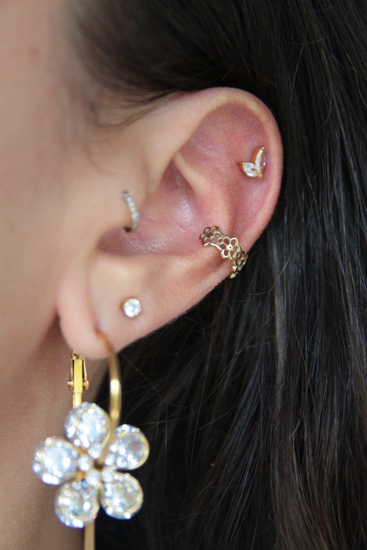 Faux piercing oreille - FLEURS