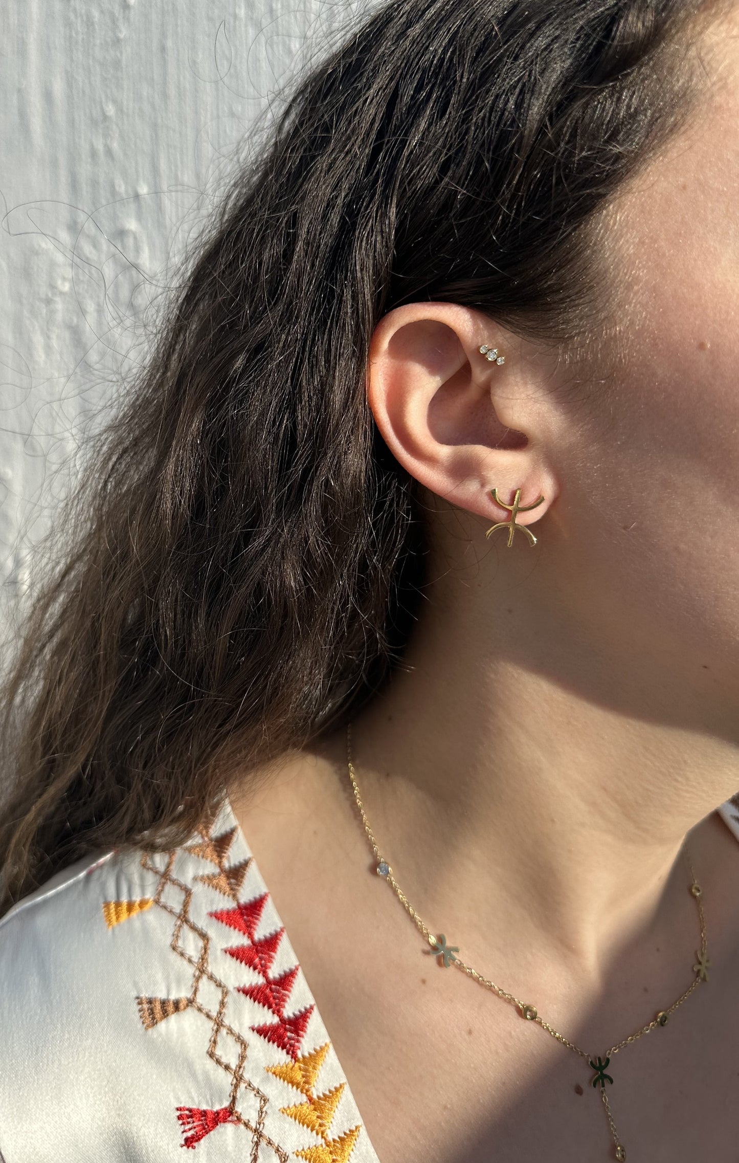 Boucles d'oreilles Amazigh doré ou argenté - Thiziri