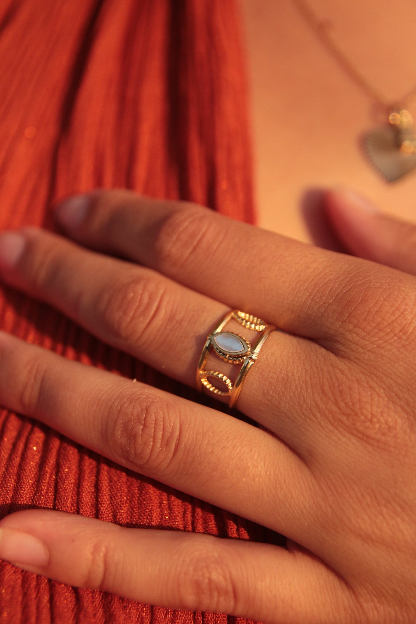 Bague pierre nacre - Athéna