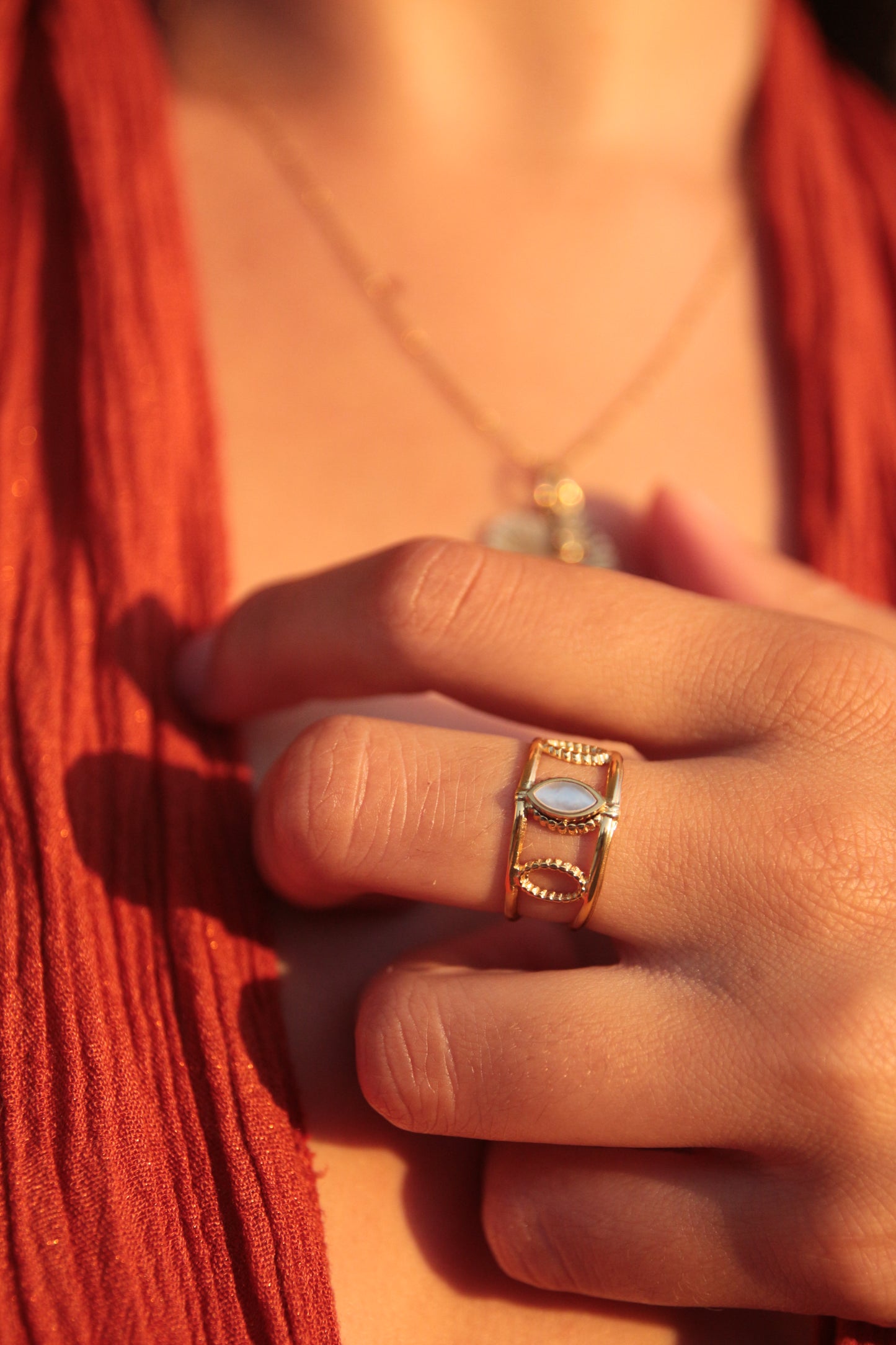 Bague pierre nacre
