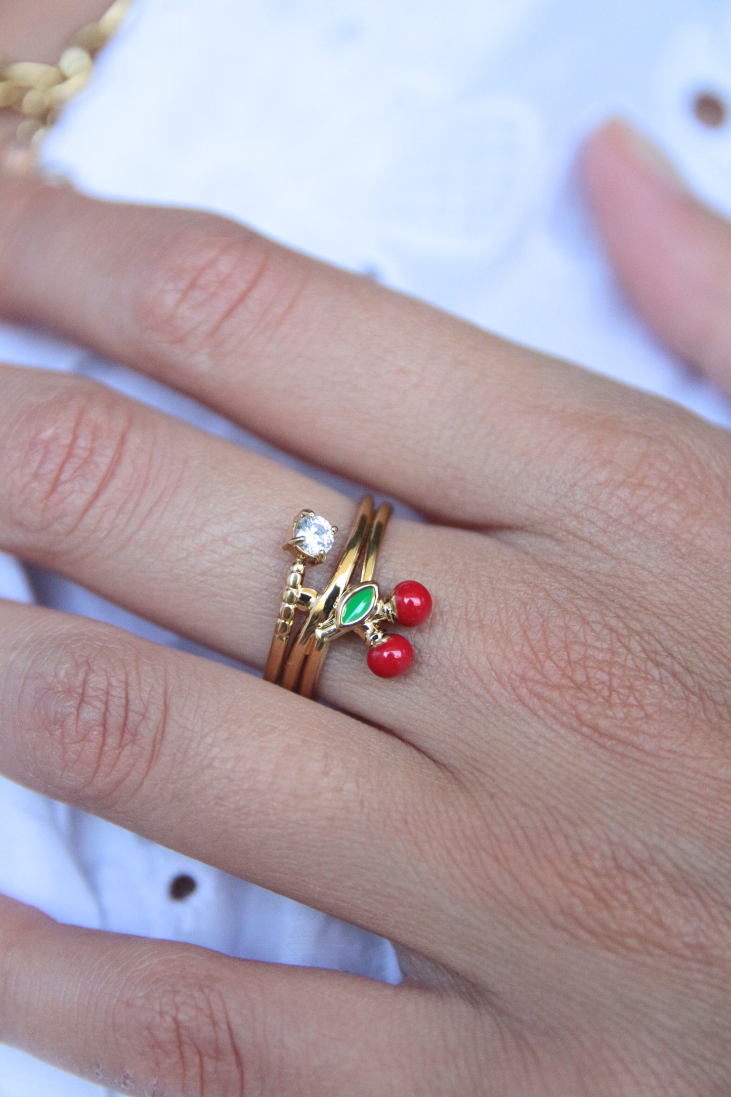 Bague cerise dorée - CHERRY
