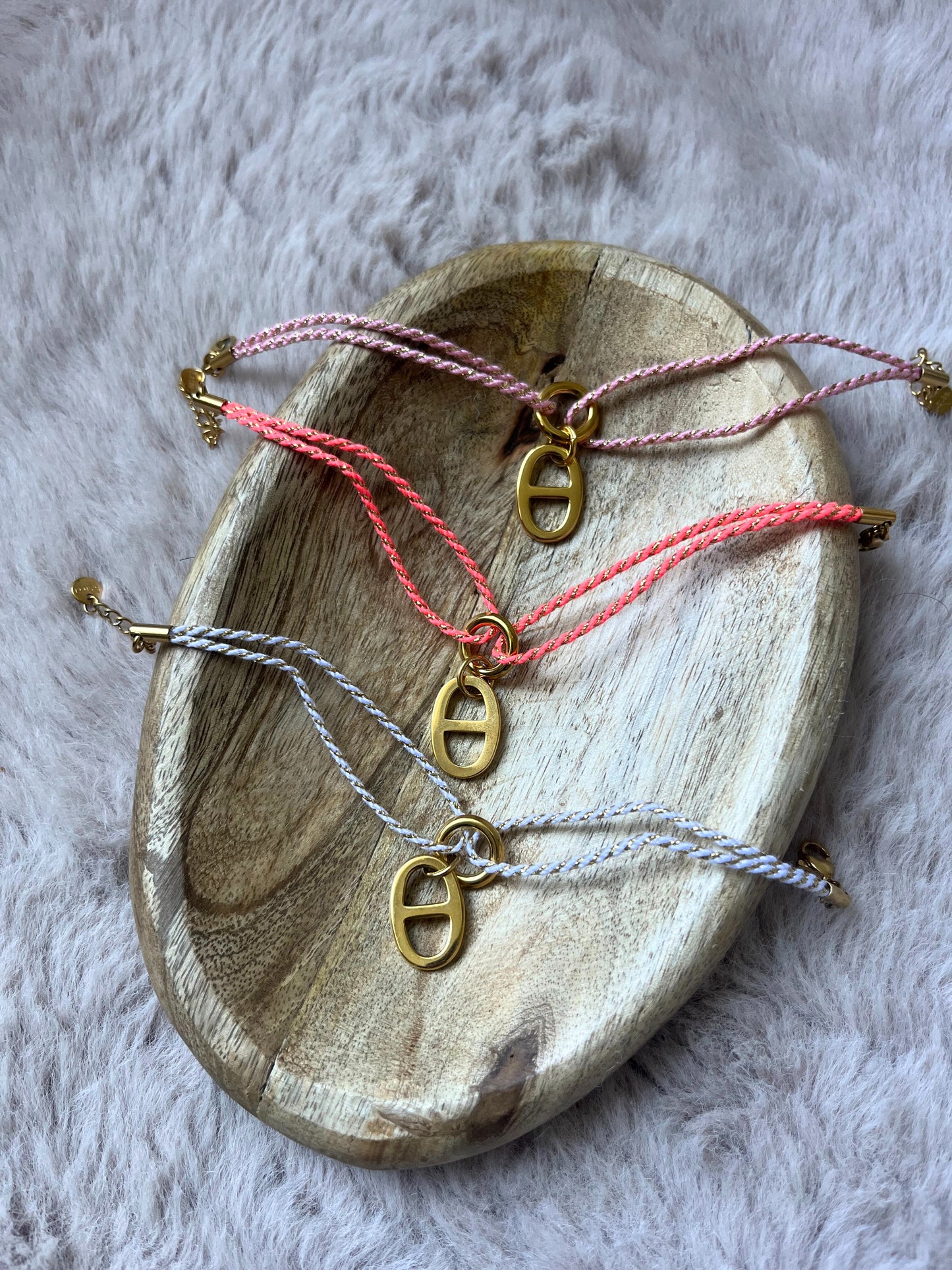 Bracelet cordon maille marine doré