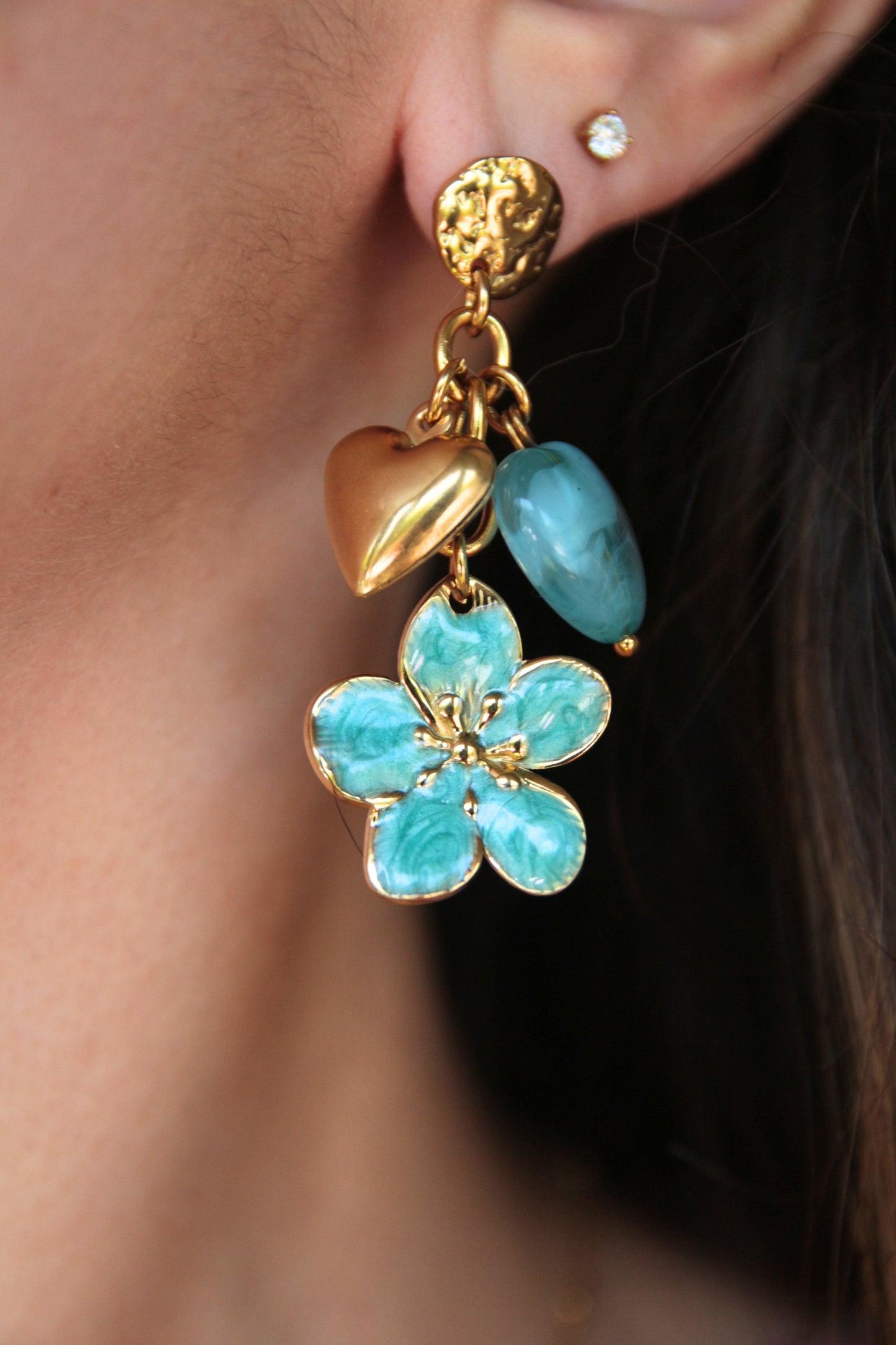 Boucles d'oreilles pendantes bleues - MOOREA
