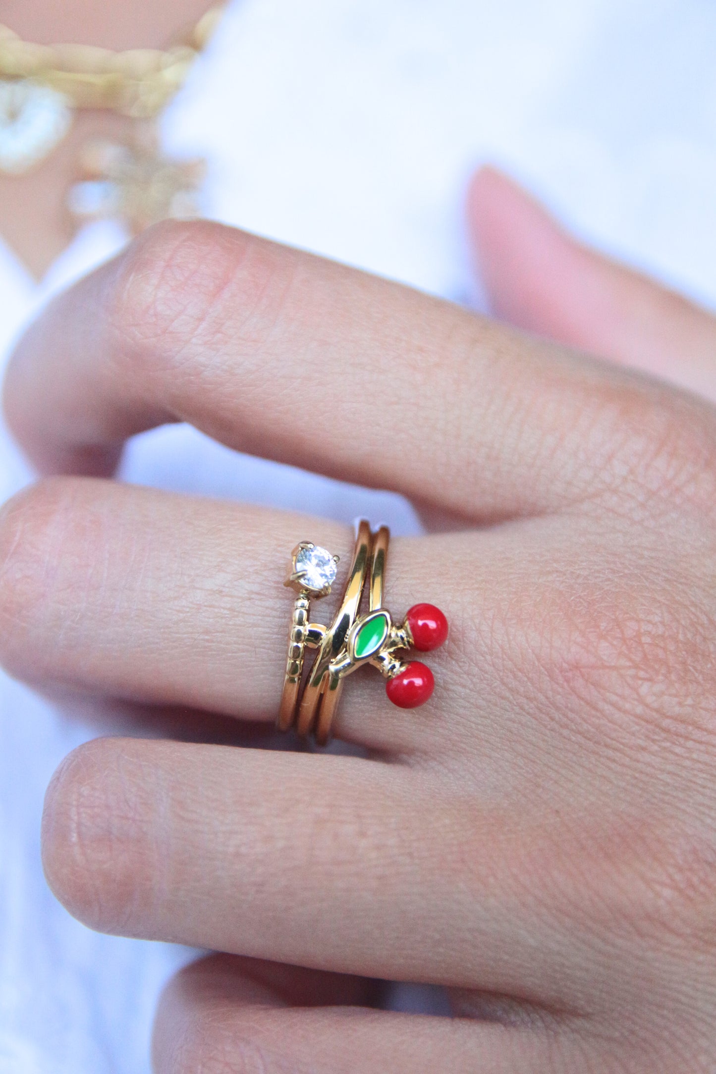Bague cerise dorée - CHERRY