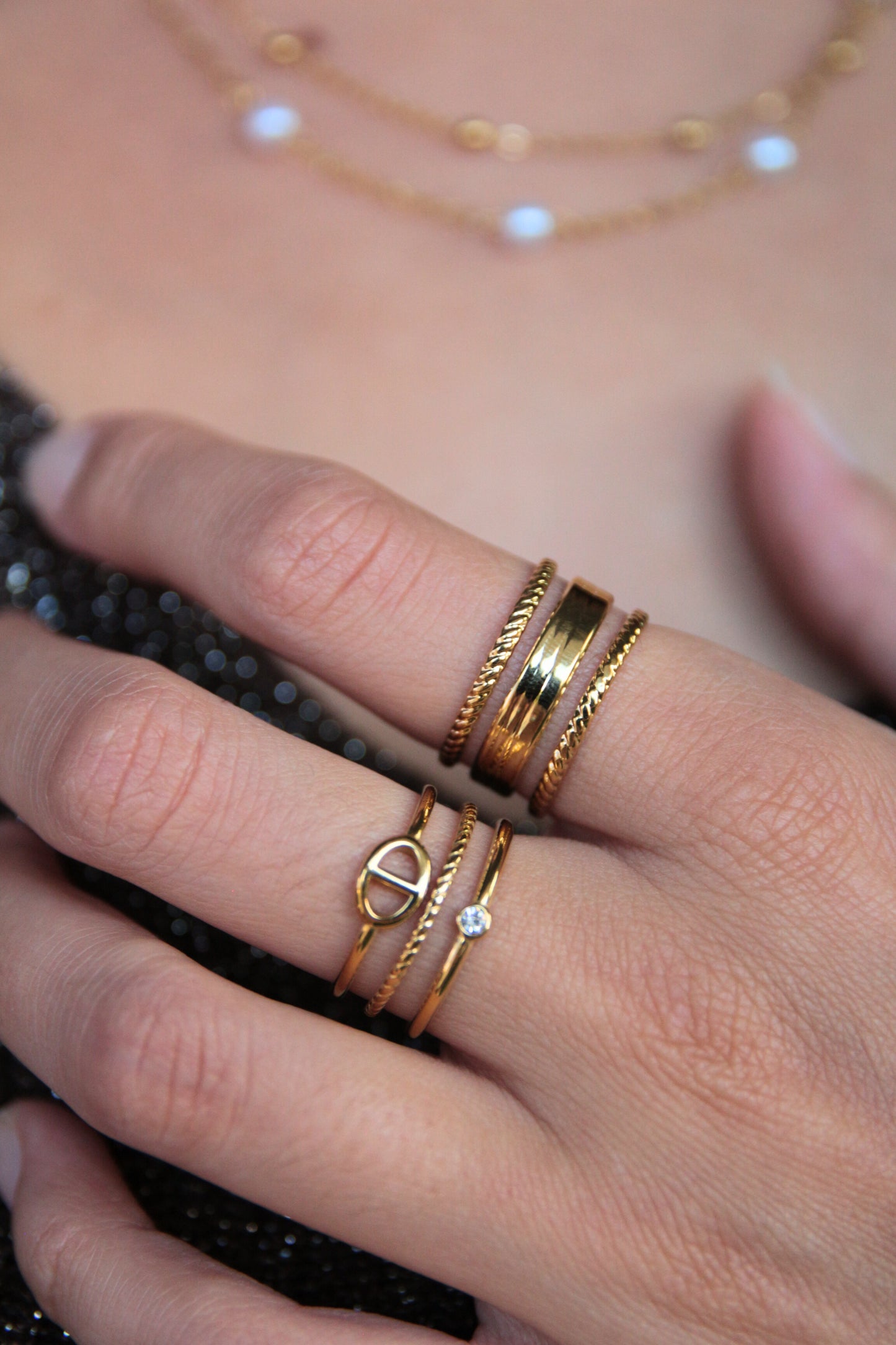 Bague triple anneaux dorée - NALA
