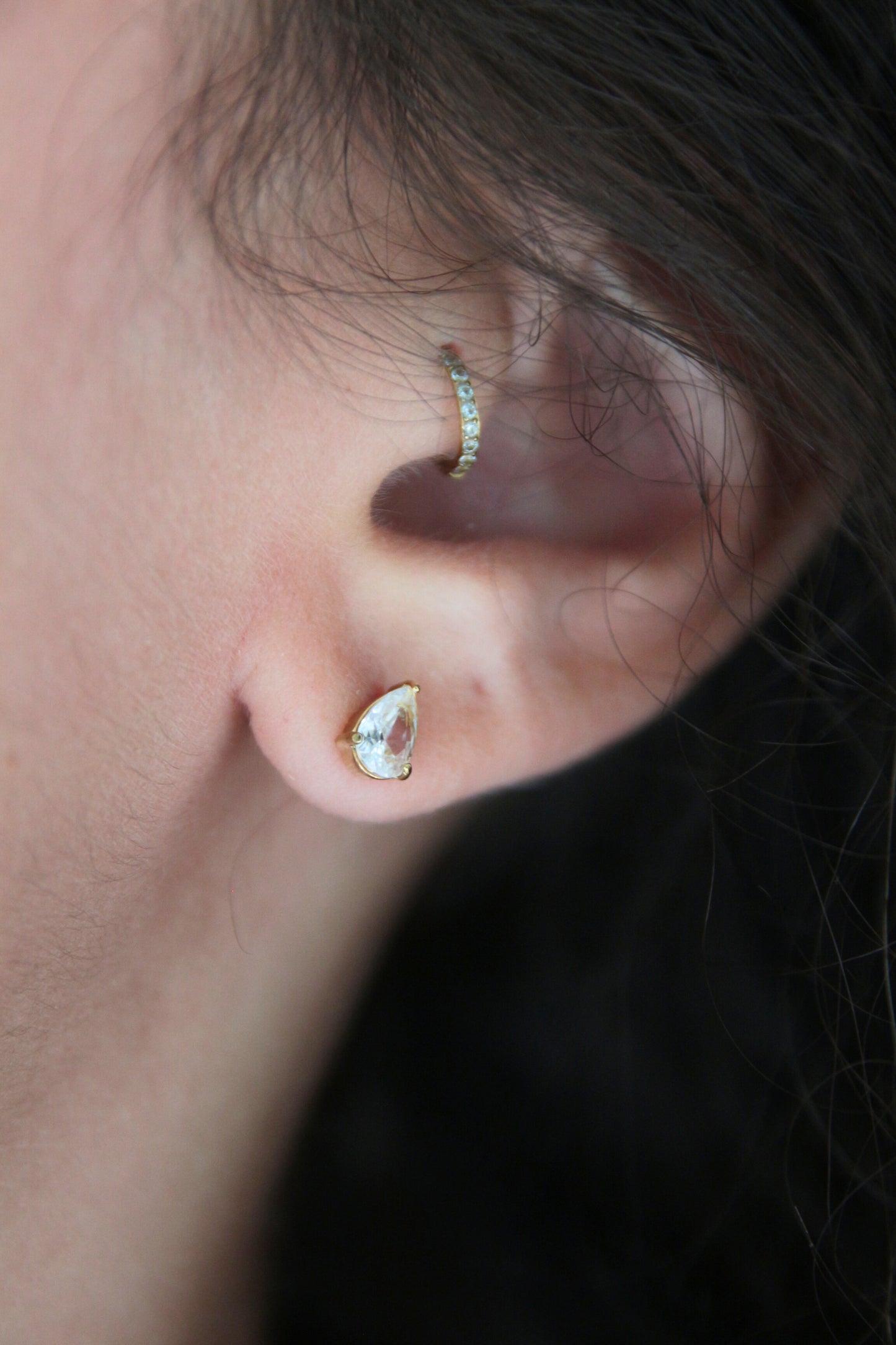 Boucles d'oreilles puces gouttes strass