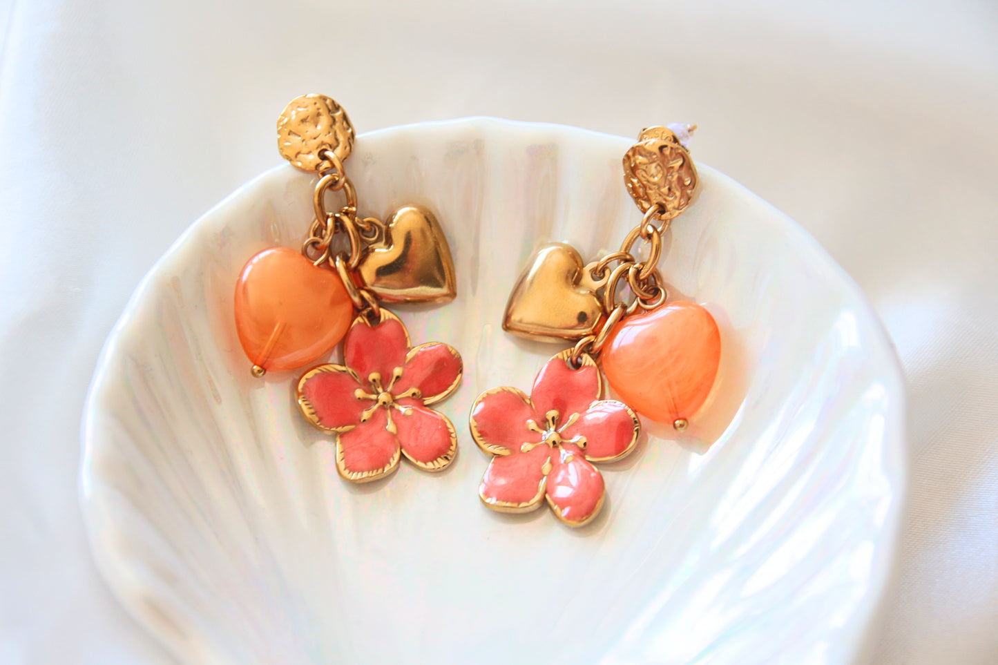Boucles d'oreilles pendantes oranges - MOOREA