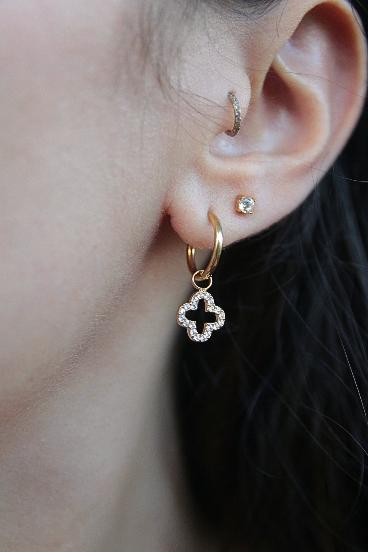 Boucles d'oreilles trèfles strass - TESS