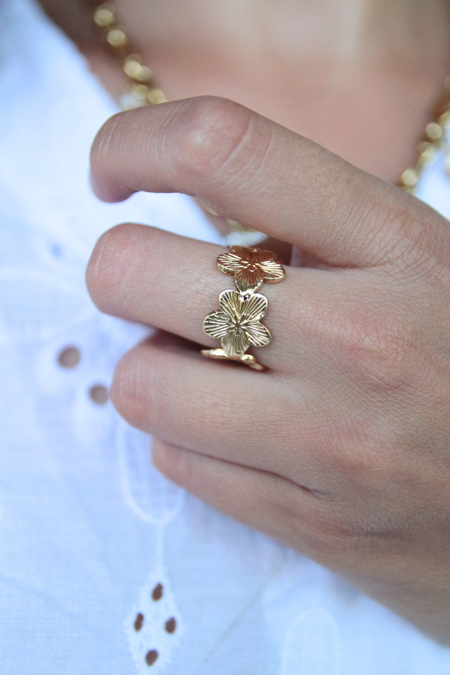 Bague fleurs dorée - ROSY