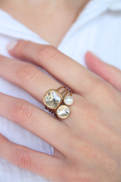 Bague cristaux blanc - MALIA