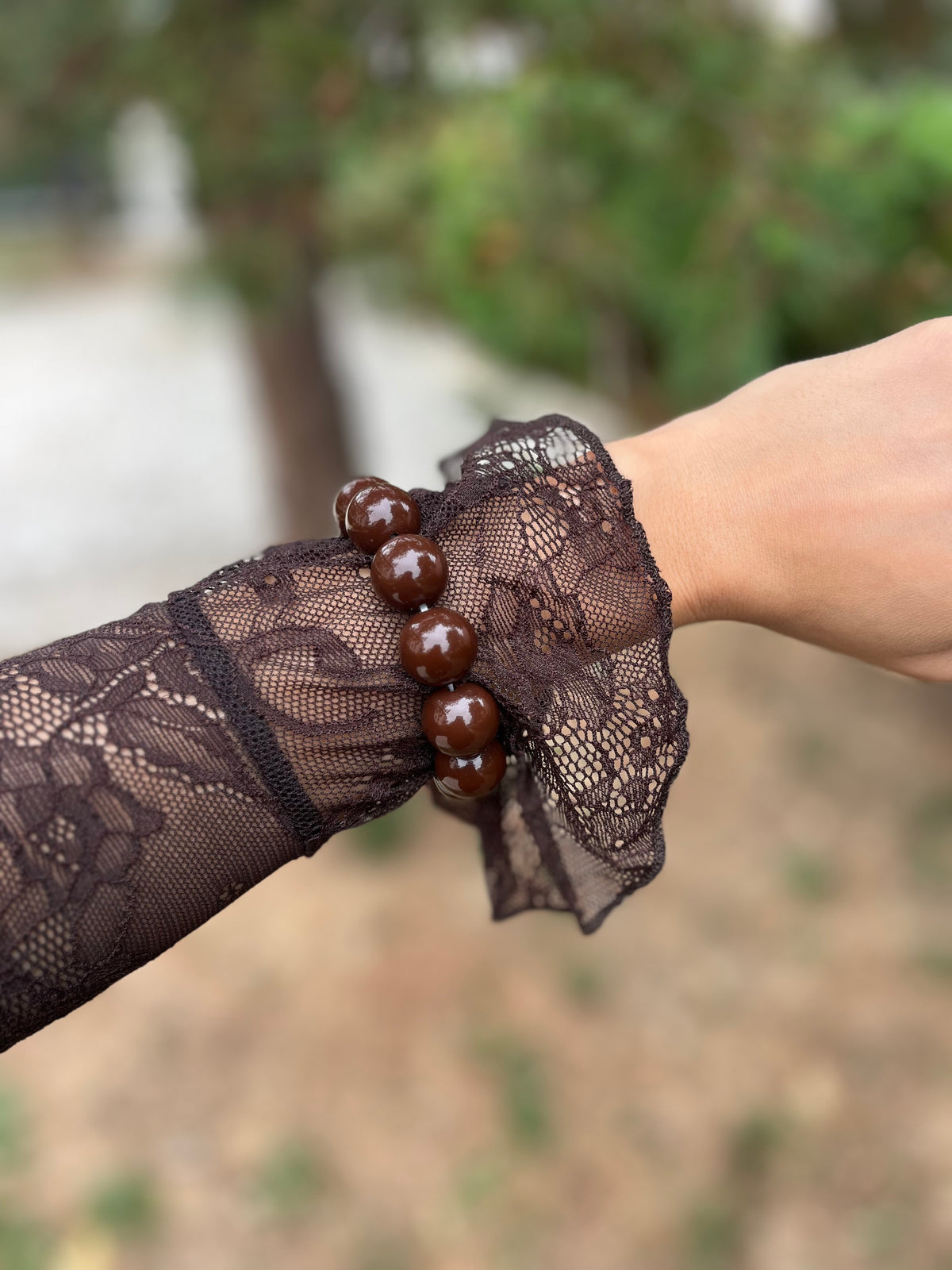 Bracelet grosses perles - MARRON