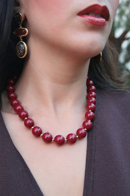 Collier perles rouge - LARA