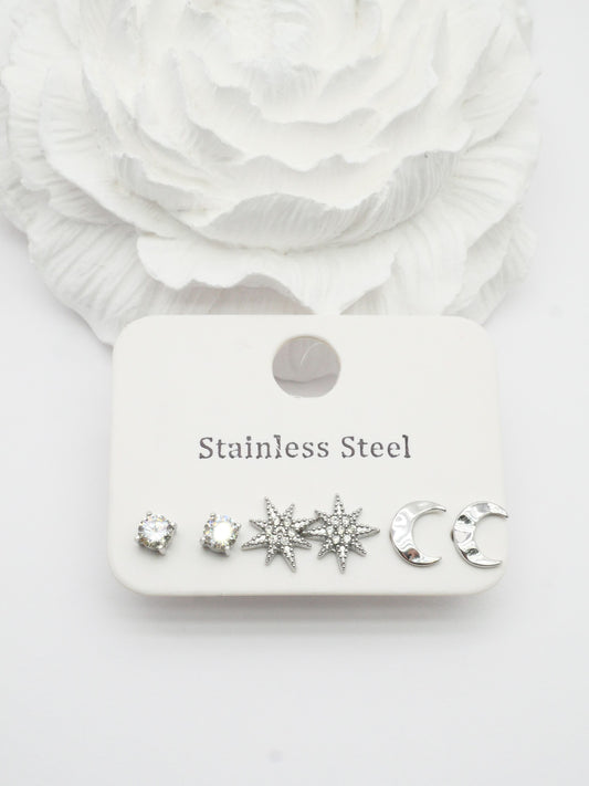 Lot 3 paires boucles d’oreilles - ARGENTÉ
