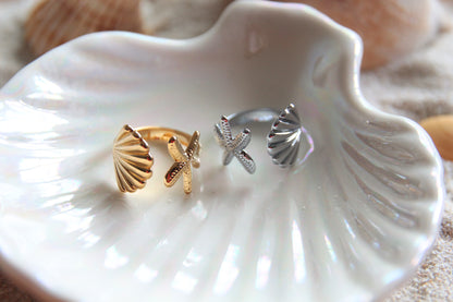 Bague ouverte étoile de mer coquillage - OCEAN