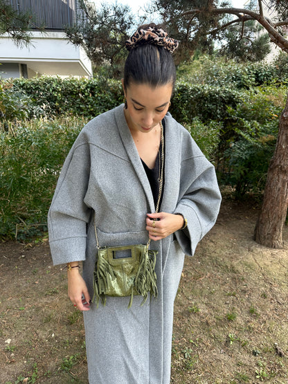 Sac bandoulière cuir irisé kaki - MAYA