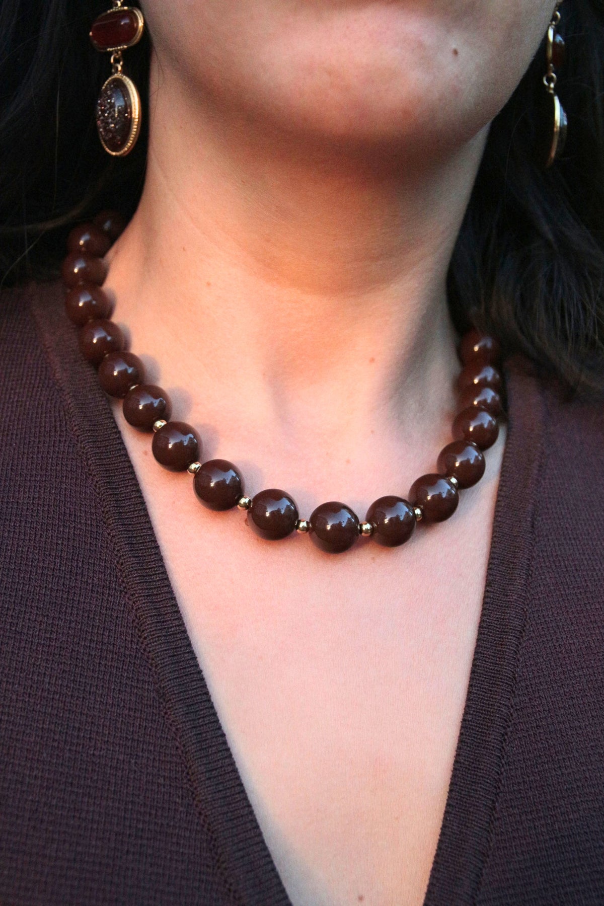 Collier perles marron - LARA