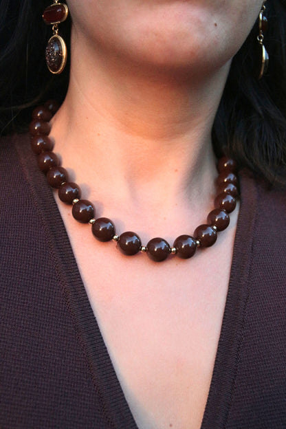 Collier perles marron - LARA