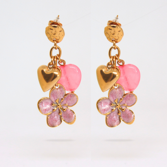 Boucles d'oreilles pendantes rose - MOOREA