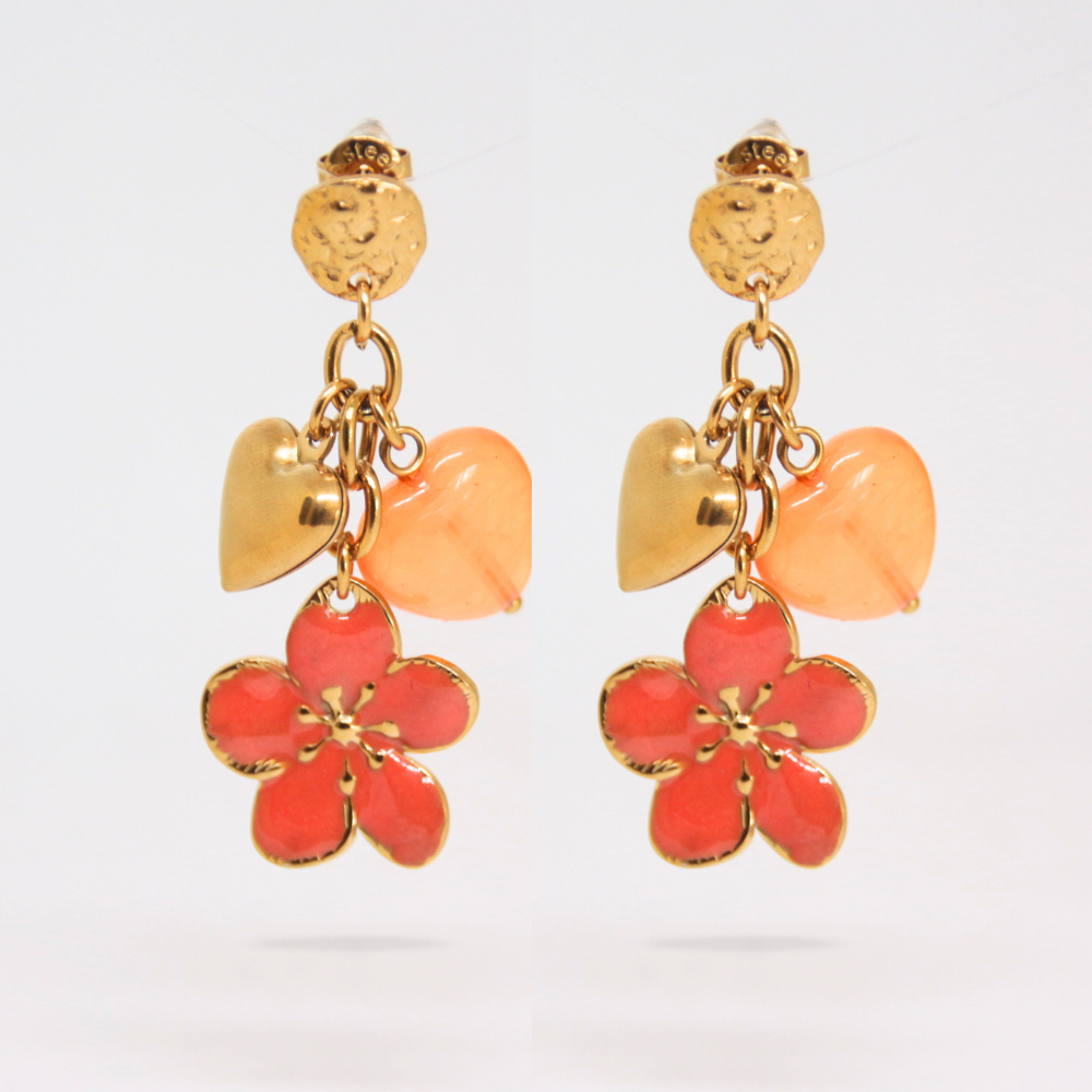 Boucles d'oreilles pendantes oranges - MOOREA