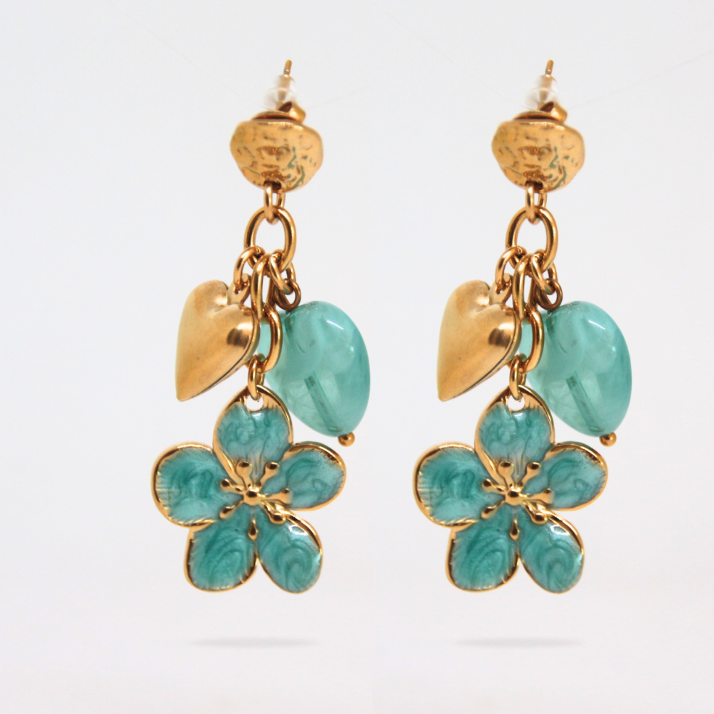 Boucles d'oreilles pendantes bleues - MOOREA