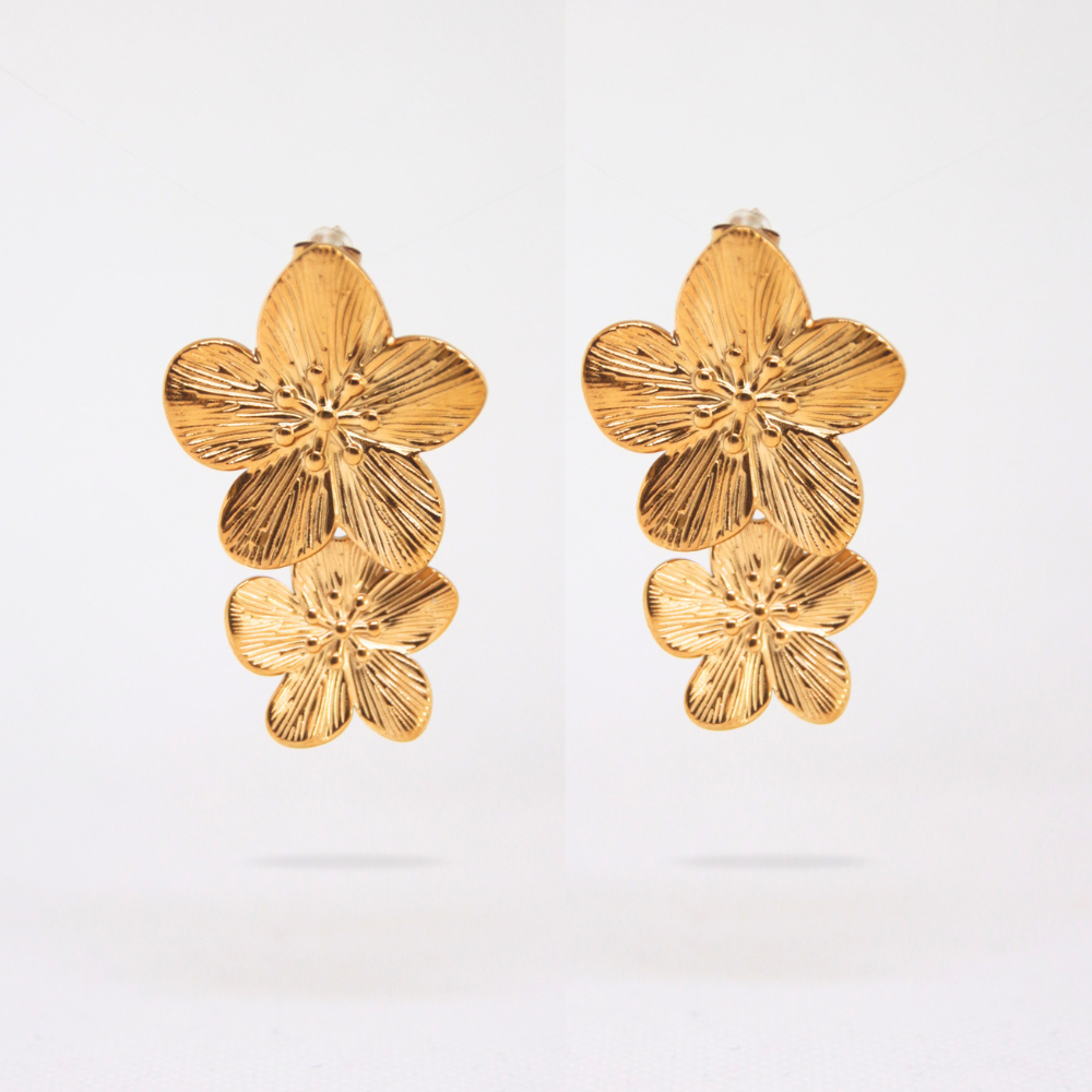 Boucles d'oreilles double fleurs - MONOI