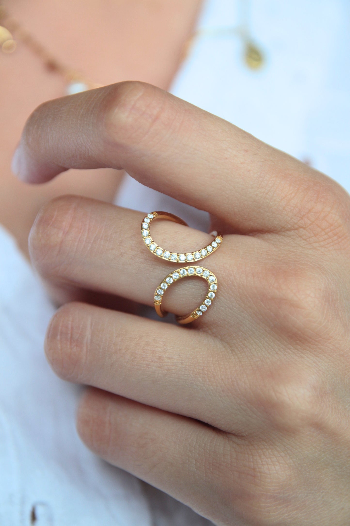 Bague dorée strass - WAVY