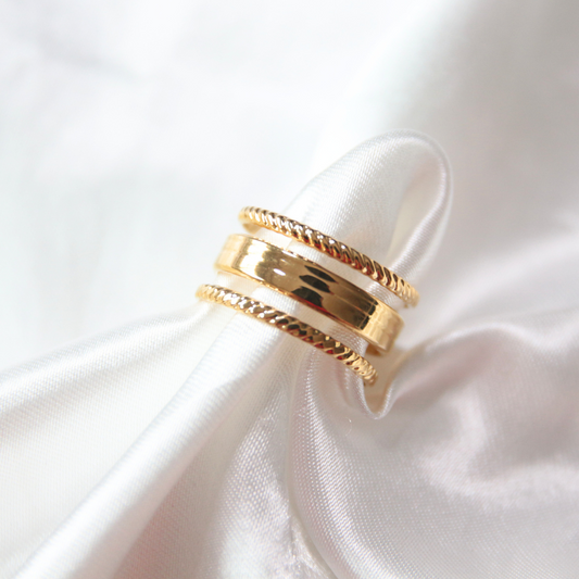 Bague triple anneaux dorée - NALA