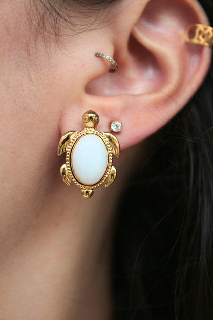 Boucles d'oreilles tortue pierre - KAMAE