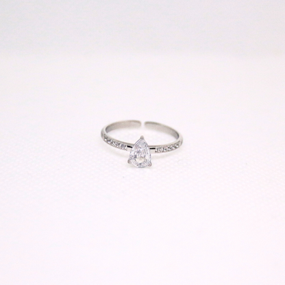 Bague solitaire goutte argentée - GINA