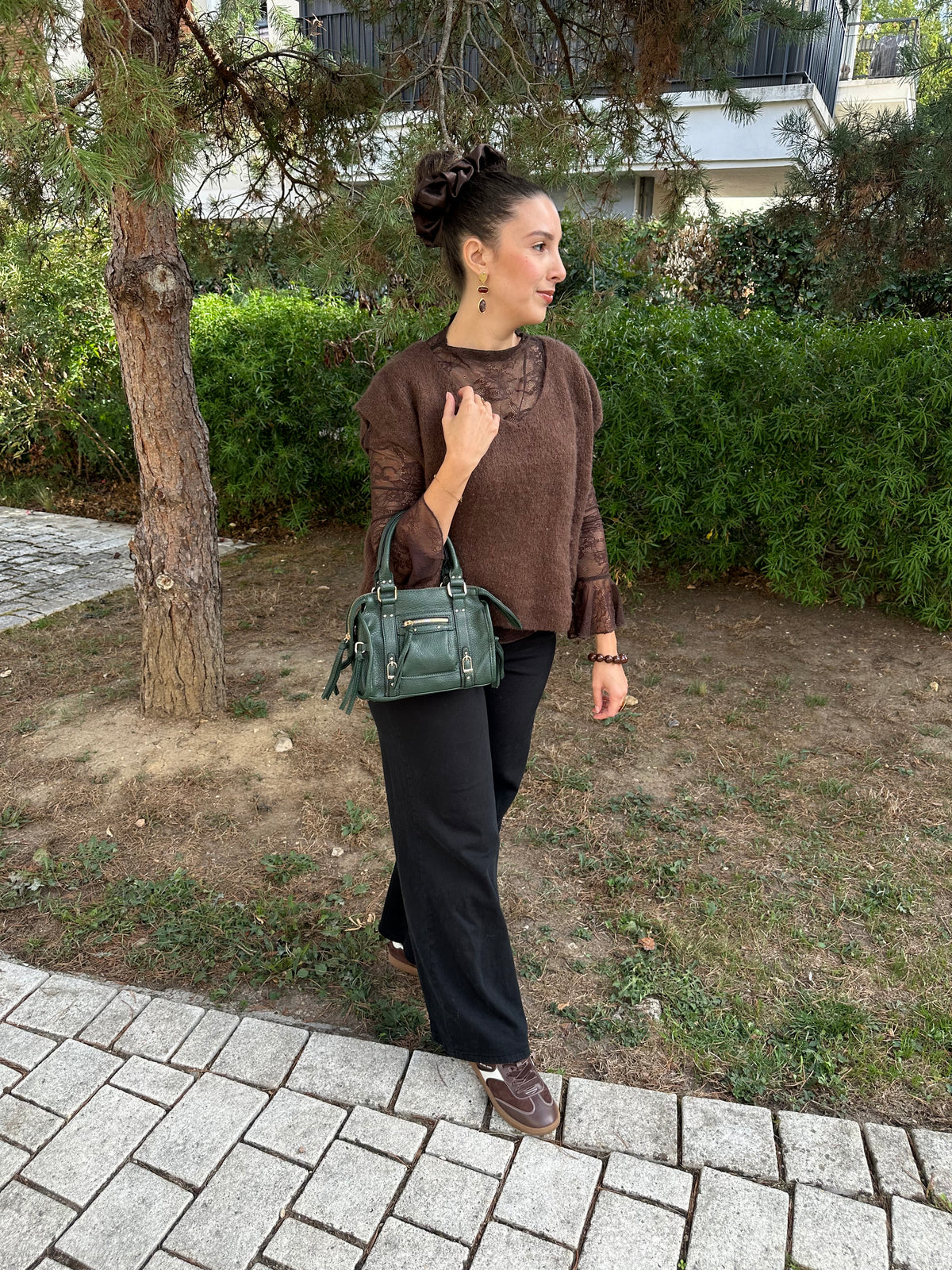 Sac bandoulière vert foncé - NAYA