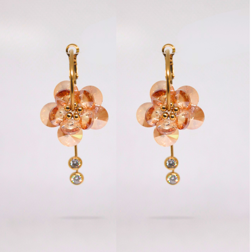 Boucles d'oreilles fleur beige - DAHLIA