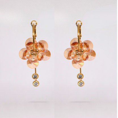 Boucles d'oreilles fleur beige - DAHLIA