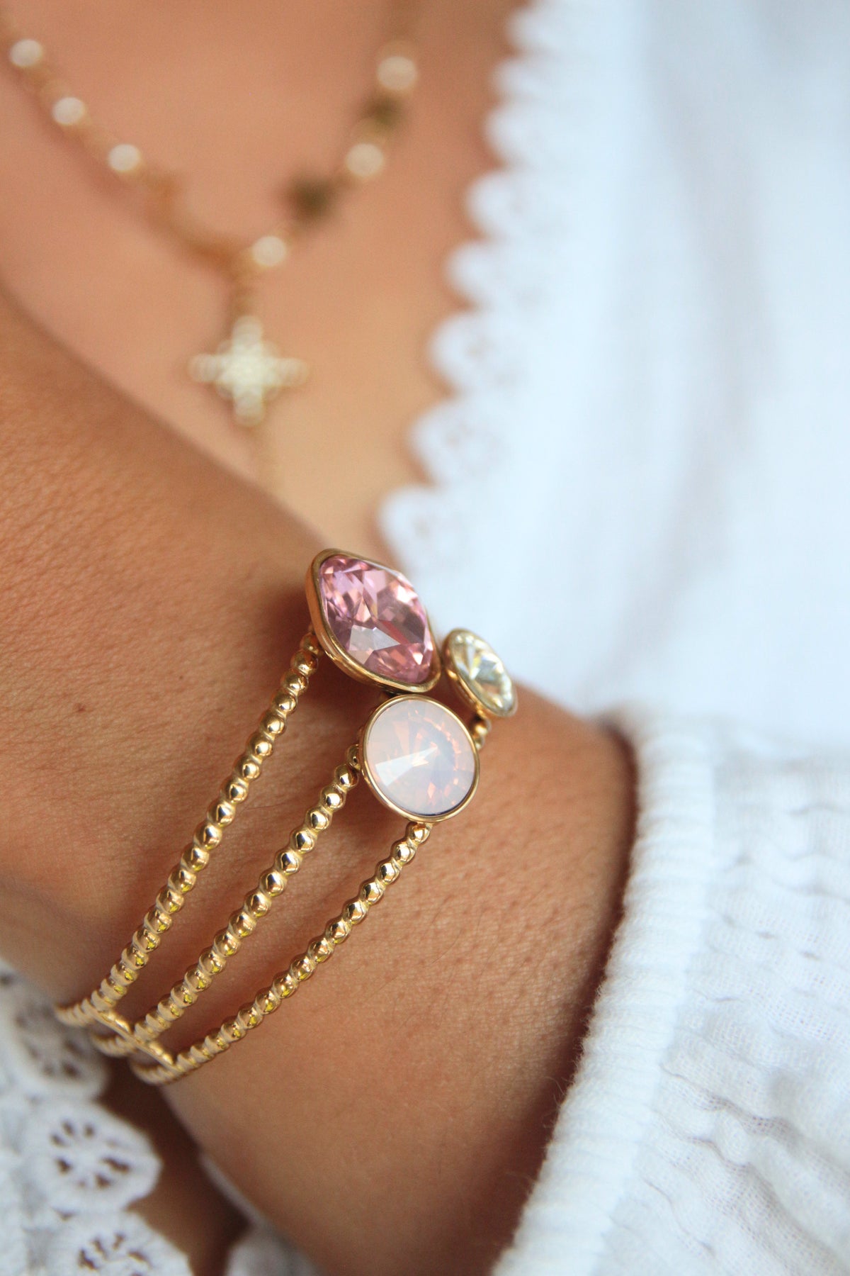 Bracelet jonc cristaux rose - LAYA