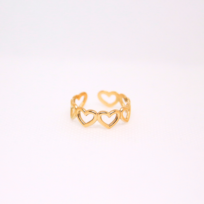 Bague coeurs dorés - CORALIA
