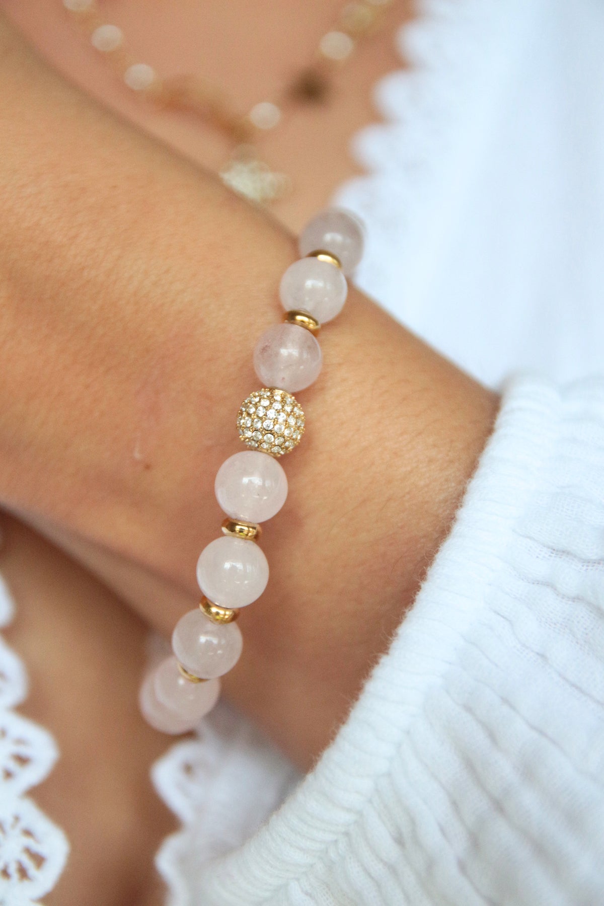 Bracelet pierres naturelles - QUARTZ ROSE