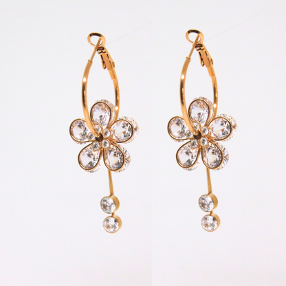 Boucles d'oreilles pendantes fleur cristaux - DIVINA
