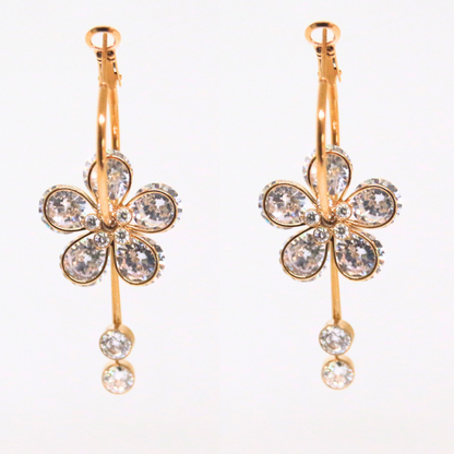 Boucles d'oreilles pendantes fleur cristaux - DIVINA