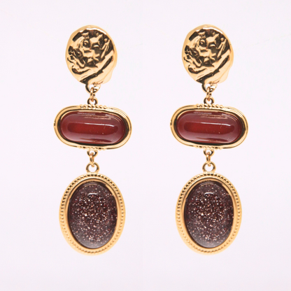 Boucles d'oreilles pendantes marron paillette - MOKA