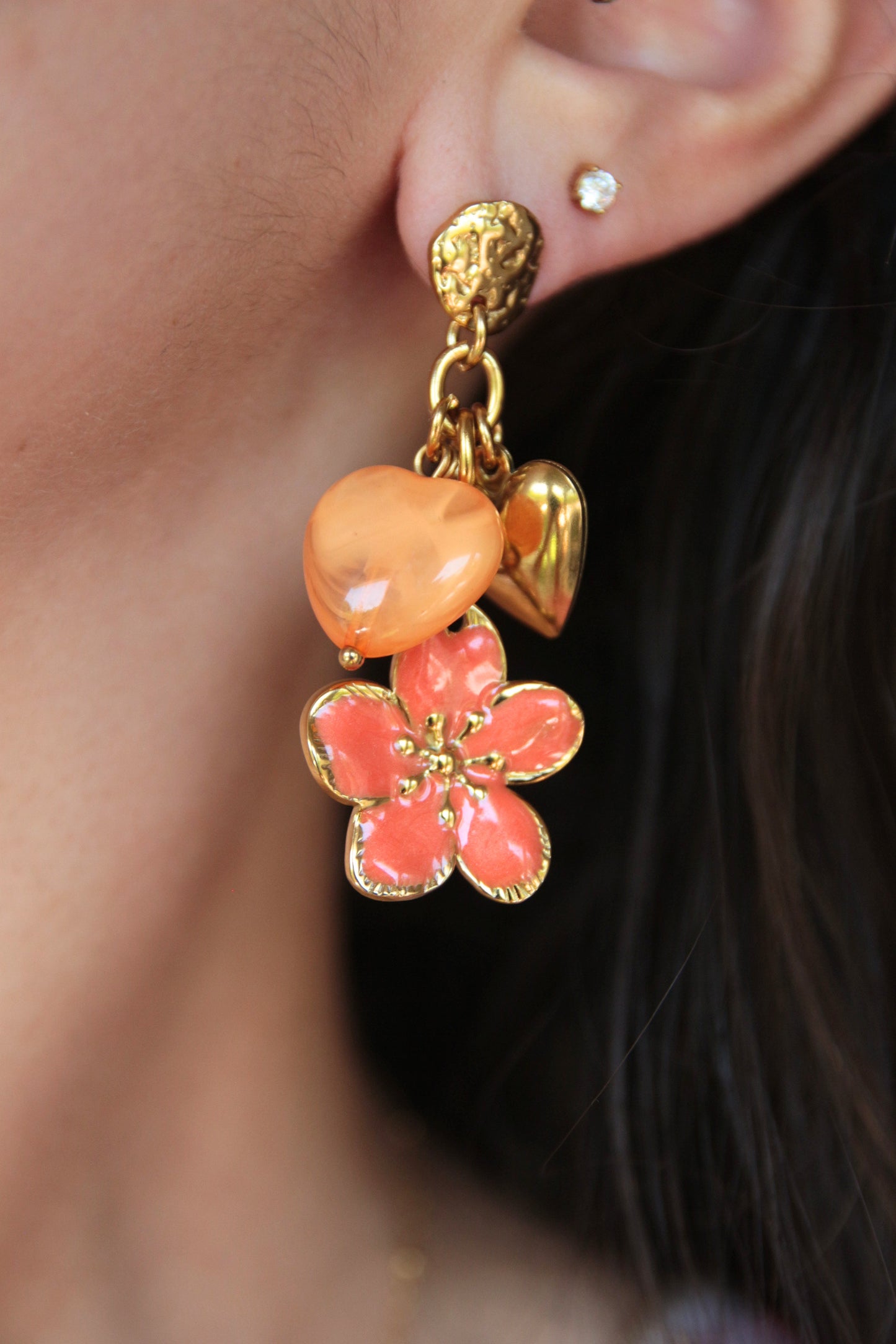 Boucles d'oreilles pendantes oranges - MOOREA