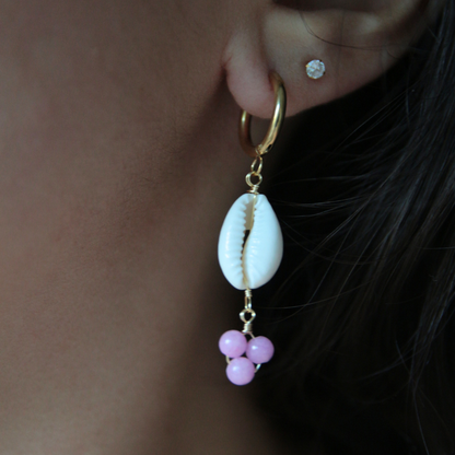 Boucles d'oreilles pendantes coquillage - ROSE