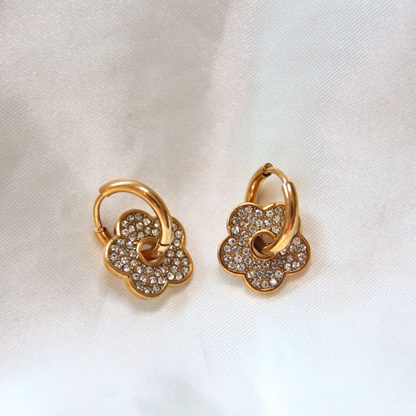 Boucles d'oreilles fleurs strass dorée - MANON