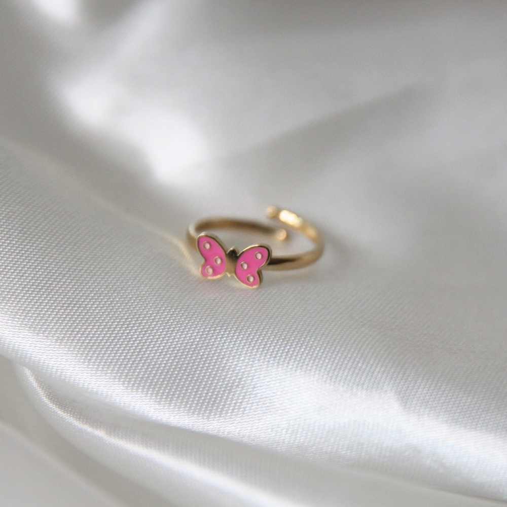 Bague enfant papillon rose
