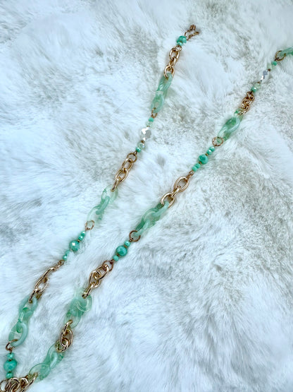 Chaîne lunettes vert d’eau
