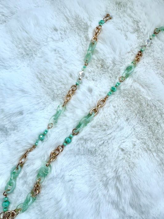 Chaîne lunettes vert d’eau