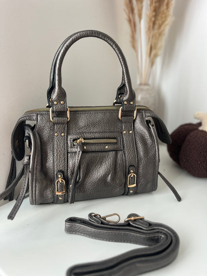 Sac bandoulière gris métallisé  - NAYA