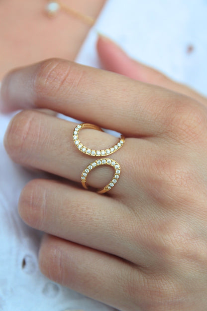 Bague dorée strass - WAVY