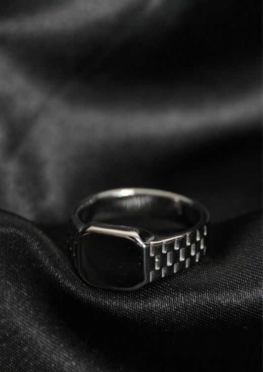 Bague chevalière homme grise